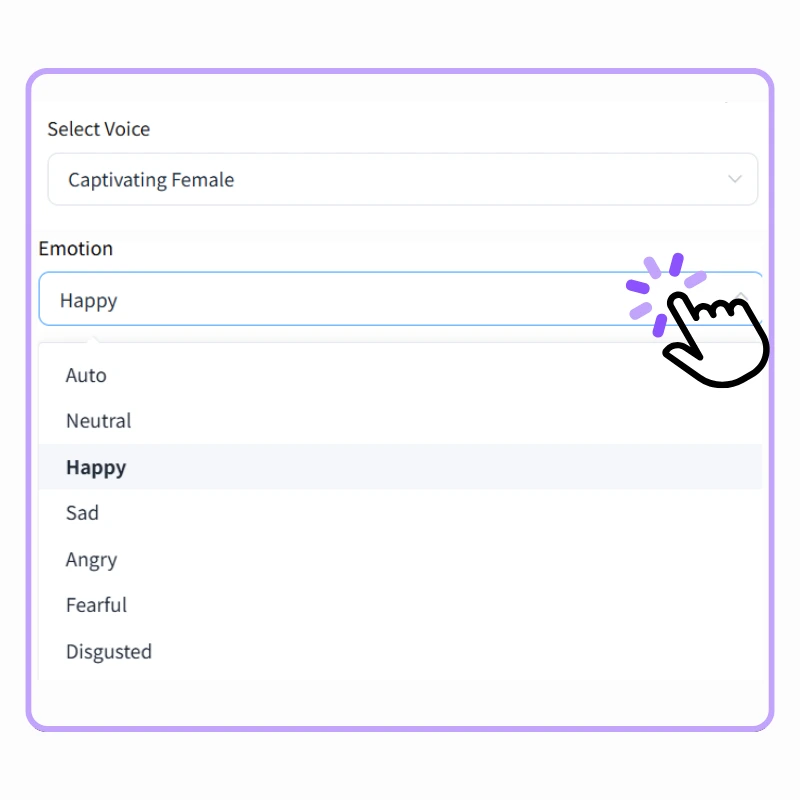اختيار الصوت النسائي والمشاعر لأي نمط محتوى