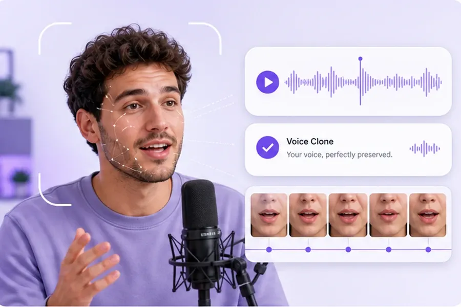 Clonagem de voz natural com sincronização labial precisa