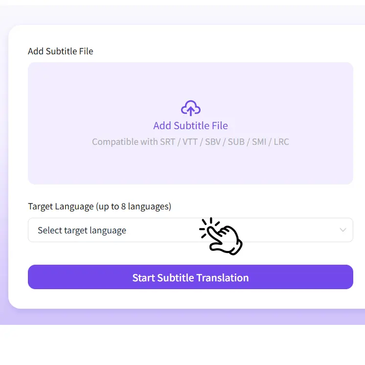Upload SRT & Choose Language