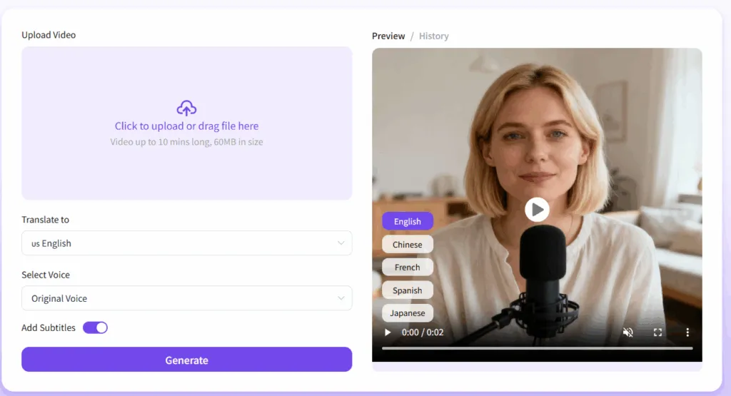 dub a video with AI girl voice