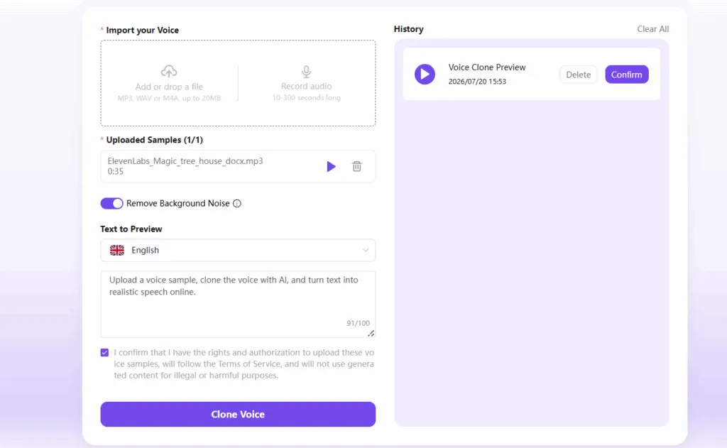 get cloning voice result