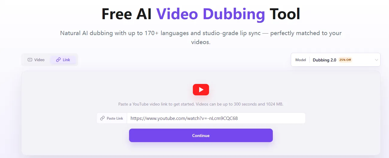 paste youtube link